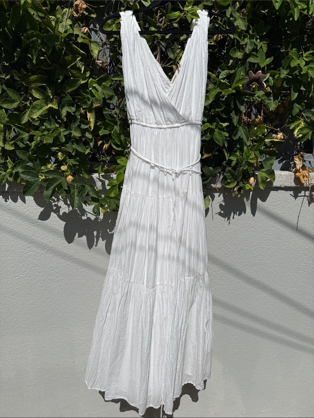 Lucky Brand White V-Neck Tiered Maxi Dress